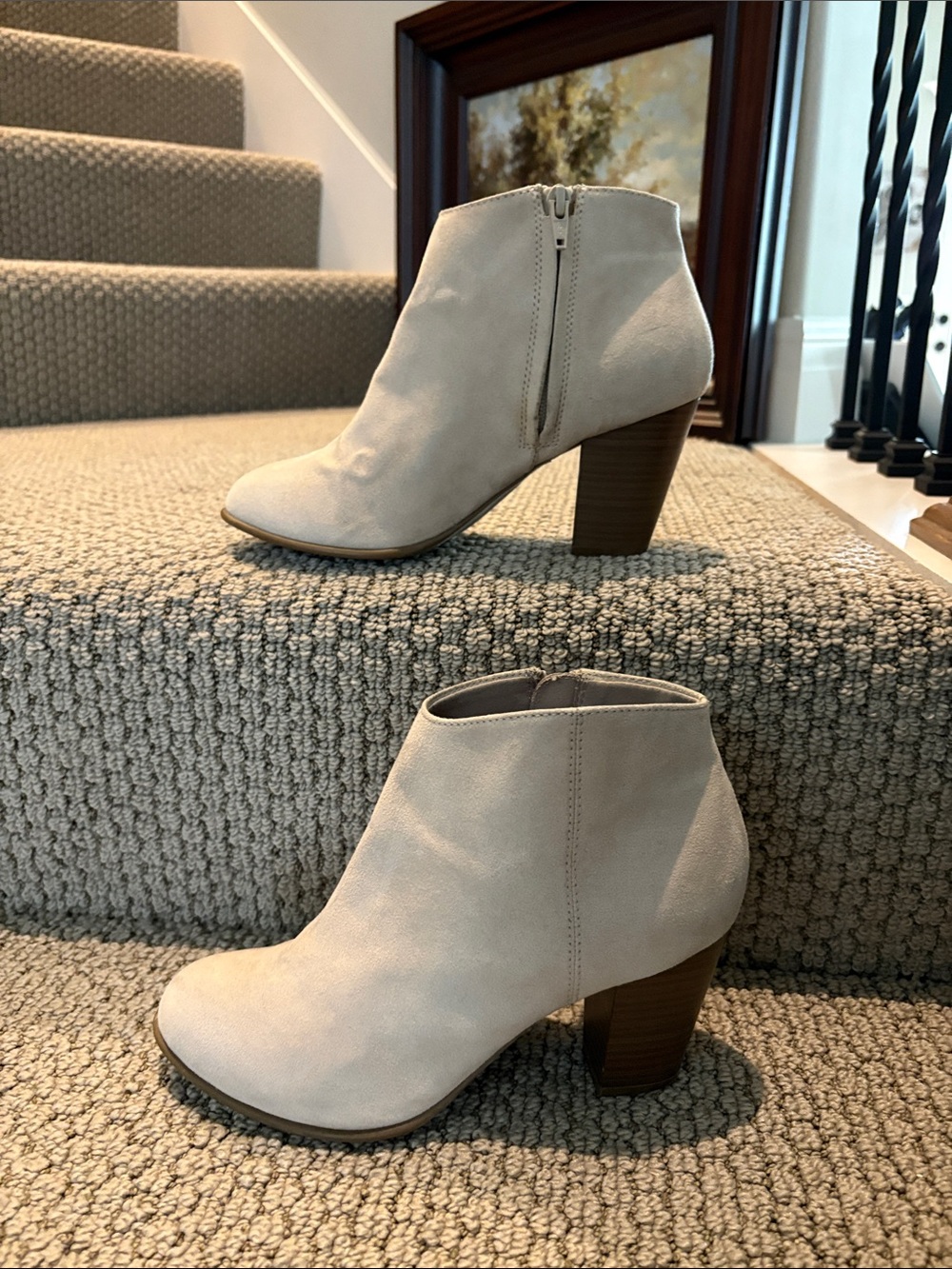 Old Navy Suede Ankle Booties in Light Taupe